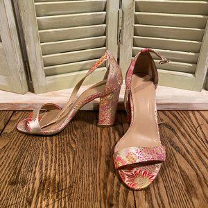 ASOS New Look Brocade Block Heels in Blush